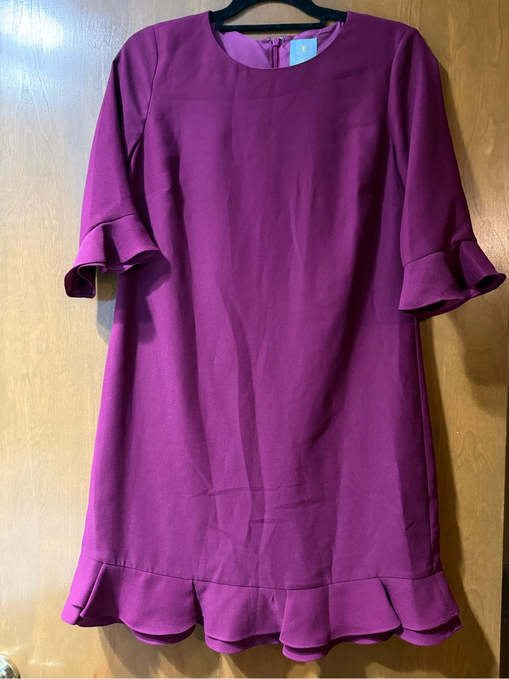 CeCe Plum Ruffle Hem Shift Dress